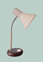 bureaulamp, beige kap/bruine voet, vintage , Gebruikt, Vintage, Ophalen of Verzenden, Metaal