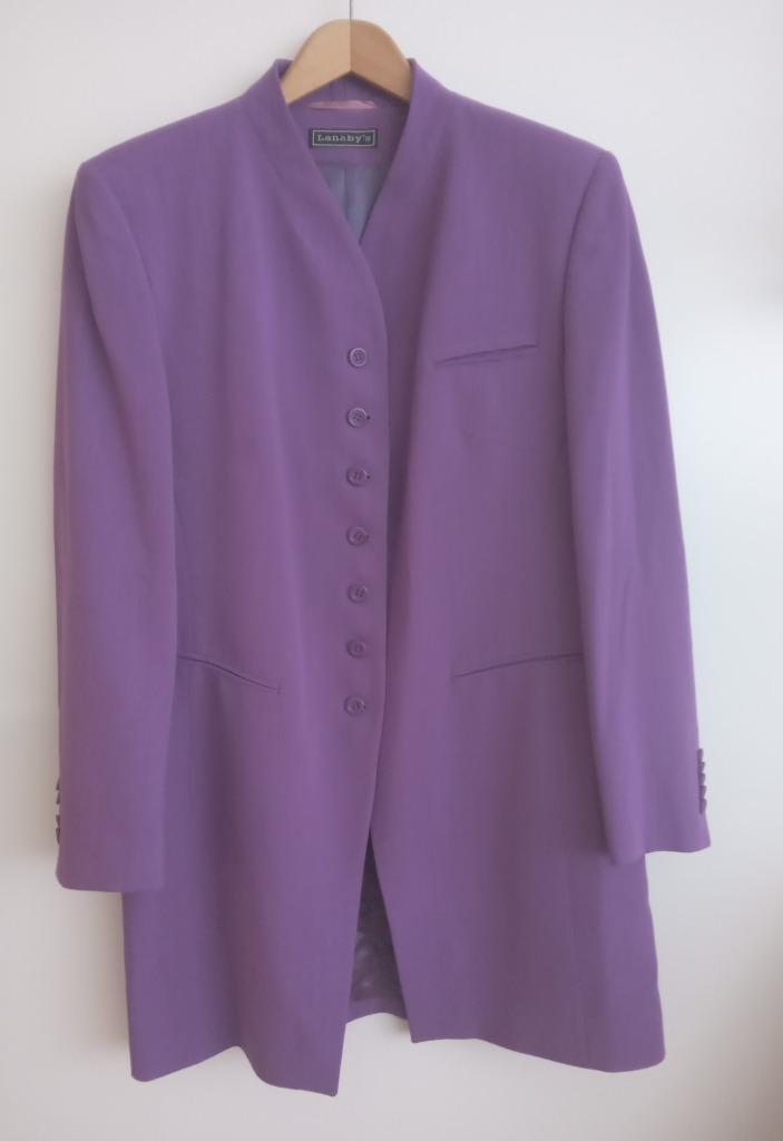 Lanaby's lange, paarse colbert, maat 44, Kleding | Dames, Jasjes, Kostuums en Pakken, Zo goed als nieuw, Jasje, Maat 42/44 (L)