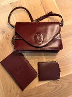 Vintage Cartier Set: Tas, Paspoort hoes, Portemonnee, Overige merken, Gebruikt, Ophalen of Verzenden, Leer
