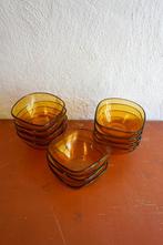 vintage oranje glazen dessert- of saus kommen set van 10, Antiek en Kunst, Antiek | Servies los, Verzenden