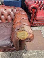 Originele Chesterfield 2-zitsbank – echt leer – restauratiep, Ophalen, Gebruikt, Driepersoons, Leer