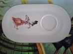 Ovaal Schoteltje met Kippen Design, Gebruikt, Ophalen of Verzenden, Bord(en), Overige stijlen