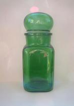 1 gave groen glas retro voorraadpot pot, Ophalen of Verzenden, Zo goed als nieuw, Glas, Pot, Bus of Blik