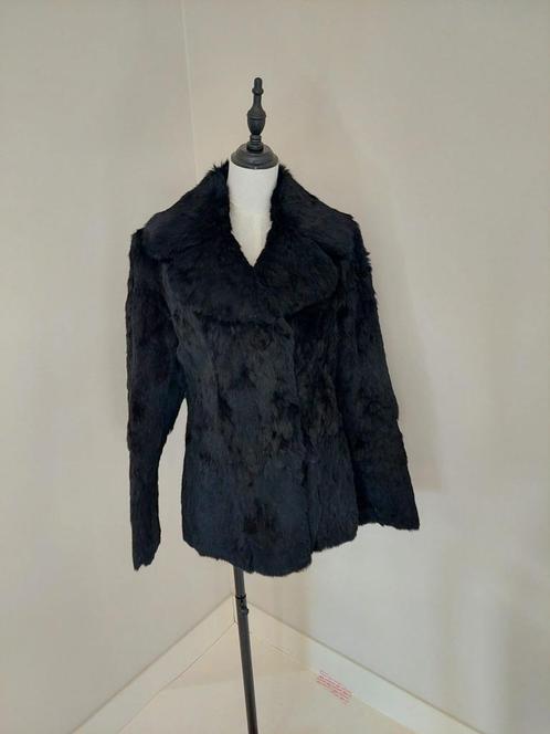 Vintage Bontjas zwart konijnenvacht maat 42 - perfecte staat, Kleding | Dames, Jassen | Winter, Zo goed als nieuw, Maat 42/44 (L)