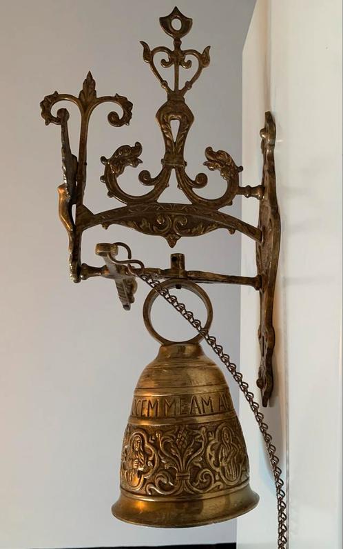 Antieke Kloosterbel met Inscriptie, Antiek en Kunst, Antiek | Koper en Brons, Brons, Ophalen of Verzenden