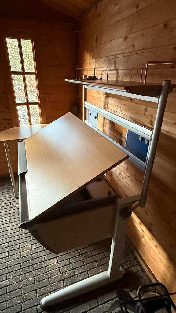 Moll Bureau 180cm - Kantelbaar blad met ladekast, Doe-het-zelf en Verbouw, Tekentafels, Gebruikt, 170 cm of meer, Ophalen