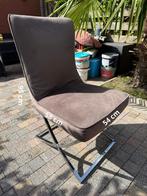 Luxe eetkamerstoelen met chroom onderstel - Grijs fluweel, Ophalen, Zo goed als nieuw, Grijs