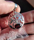 granaat kettinghanger+ketting, Verzenden, Nieuw, Rood, Zilver