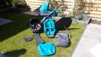 Complete kinderwagen wandelwagen Teutonia aquablauw, Gebruikt, Combiwagen, Verstelbare duwstang, Ophalen