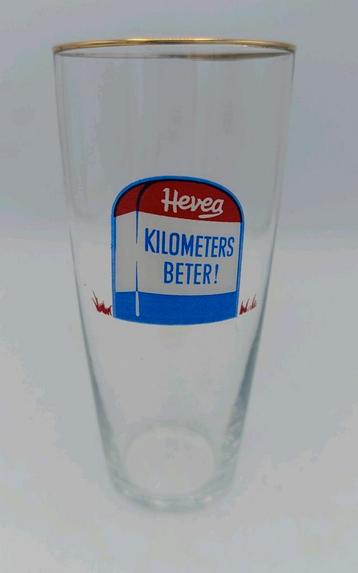 Vintage HEVEA autobanden bierglas. Kilometers Beter! beschikbaar voor biedingen