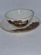 Vintage Porseleinen Kop en Schotel met Schuur Decor, Ophalen of Verzenden