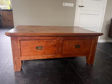 Teakhouten Salontafel met Lades - 130x80x54 cm beschikbaar voor biedingen
