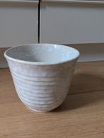 Vintage Bloempot - Warm Grijs & Wit - 10cm, Gebruikt, Porselein of Keramiek, Schaal, Rond