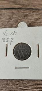 Nederland halve cent 1857 Willem 3, Ophalen of Verzenden, Koning Willem III, Overige waardes, Losse munt