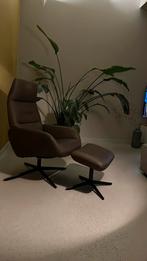 Z.g.a.n. MONTEL Ergo fauteuil, bruin/ groen leder, Huis en Inrichting, Ophalen, Zo goed als nieuw, 50 tot 75 cm, Leer