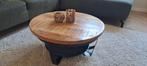 Salontafel mangohout met staal - hoogte 32, doorsnee 71 cm, Ophalen, 50 tot 100 cm, Rond, 50 tot 100 cm
