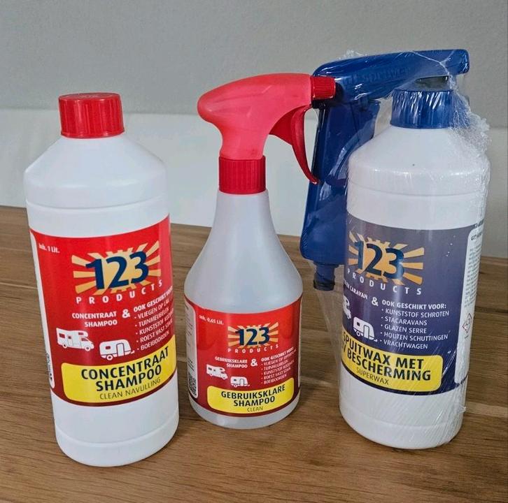 123 shampoo en 123 spuitwax voor caravan / camper, Huis en Inrichting, Schoonmaakartikelen, Schoonmaakmiddel, Ophalen of Verzenden