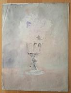 A493-36 Oude tekening en aquarel - Vrouw in lingerie - Vaas, Ophalen of Verzenden