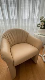 Fauteuil beige rondom leder comfortabele zithoogte van 45 cm, Minder dan 75 cm, Modern, Gebruikt, Leer