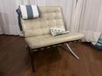 Barcelona chair wit leer, Huis en Inrichting, Fauteuils, Ophalen, Gebruikt, Minder dan 75 cm, Leer