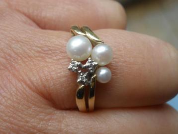 Gouden ring Met parels en Diamanten uit Zeeuwse boedel beschikbaar voor biedingen