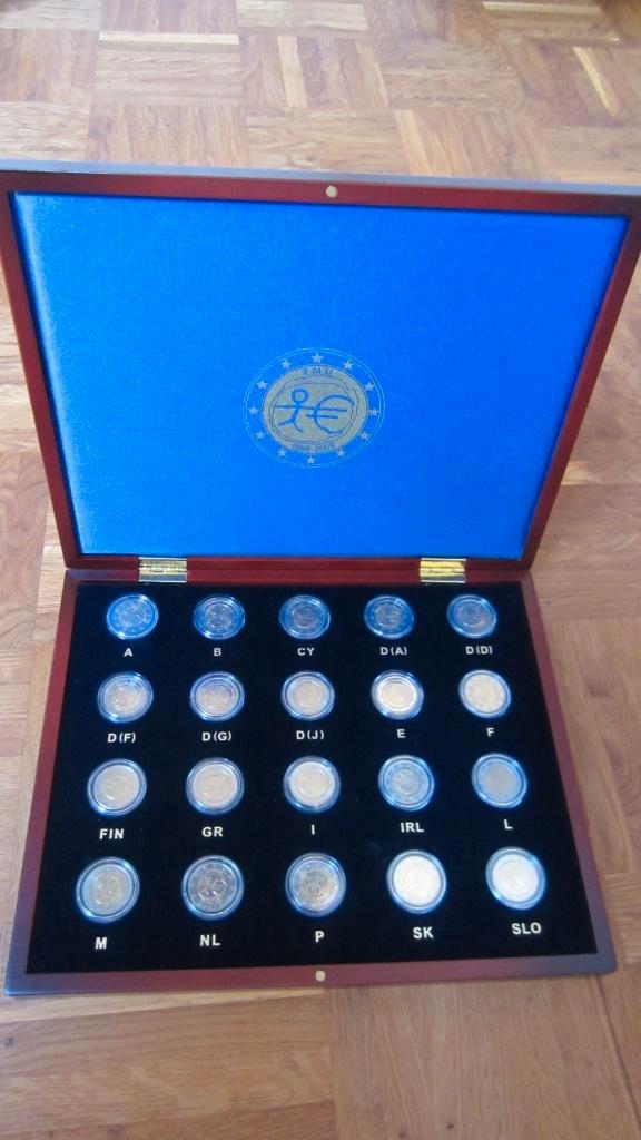 2 EURO "10 JAAR EMU" complete serie UNC, Leuchtturm cassette, Postzegels en Munten, Munten | Europa | Euromunten, Setje, 2 euro