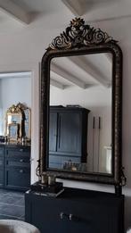 Antieke kuifspiegel met origineel antiek spiegelglas.., Antiek en Kunst, Antiek | Spiegels, Ophalen of Verzenden, Rechthoekig
