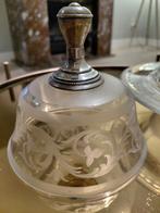 Antieke Bonbonnière Gegraveerd Glas, Antiek en Kunst, Antiek | Glas en Kristal, Ophalen of Verzenden