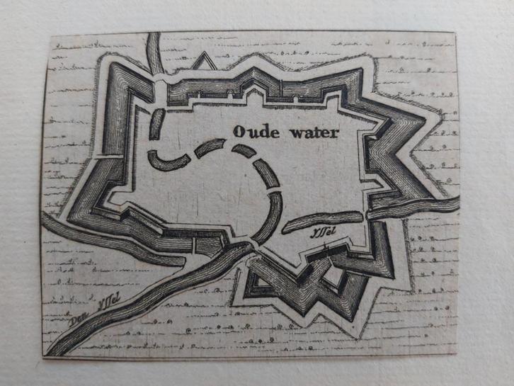 8 / Grondtekening van Oudewater Gravure uit 1675, Antiek en Kunst, Kunst | Etsen en Gravures, Ophalen of Verzenden
