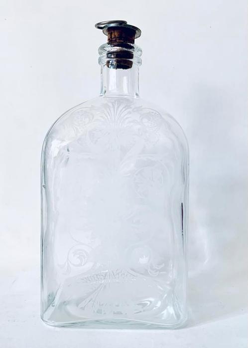 Zweedse decanter - geëtste fles met dop *vintage*design*, Antiek en Kunst, Antiek | Glas en Kristal, Ophalen of Verzenden