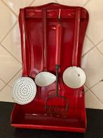 Vintage Emaille Lepelrek Rood met Keukengerei, Antiek en Kunst, Antiek | Emaille, Ophalen of Verzenden