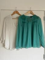 H&M Stradivarius 2x blouse lange mouwen maat 38 turquoise, Maat 38/40 (M), Wit, Ophalen of Verzenden, Zo goed als nieuw