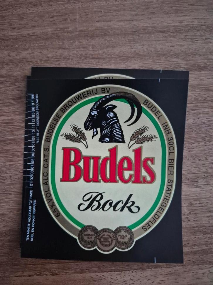 Budelse Bier etiketten jaren 80 - 9 stuks, Verzamelen, Biermerken, Nieuw, Overige typen, Overige merken, Ophalen of Verzenden