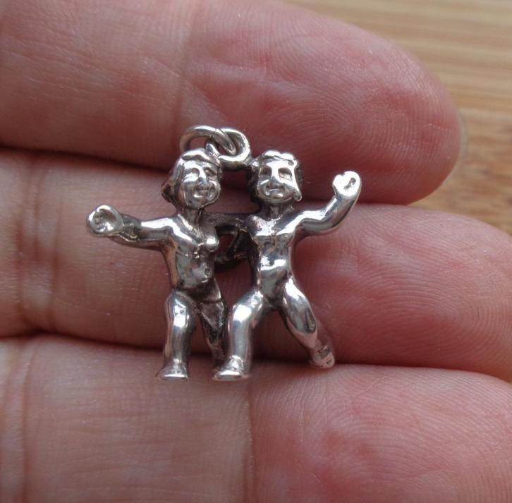 zilveren hanger sterrenbeeld tweeling [276], Sieraden, Tassen en Uiterlijk, Kettinghangers, Zo goed als nieuw, Zilver, Zilver