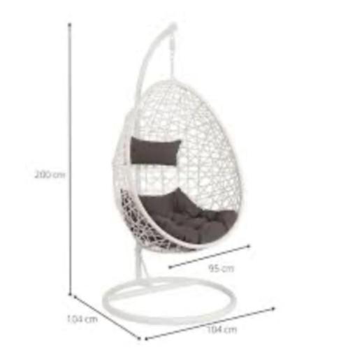 Hangstoel swing met standaard - wit - ø104x200 cm, Huis en Inrichting, Stoelen, Zo goed als nieuw, Eén, Metaal, Wit, Ophalen