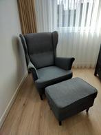 Fauteuil met voetenbankje Strandmon IKEA, Huis en Inrichting, Fauteuils, Ophalen, Gebruikt, Minder dan 75 cm, Stof