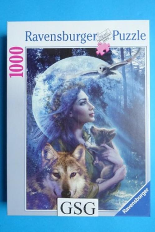 Vrouw met wolven 1000 st nr. 15 414 2-01 (Nieuw), Hobby en Vrije tijd, Denksport en Puzzels, Nieuw, 500 t/m 1500 stukjes, Ophalen