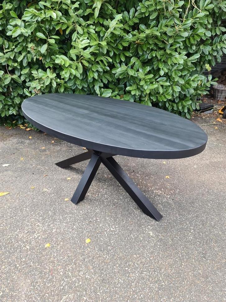 Nieuwe eettafel ovaal zwart mangohout 180x100cm nu €275, Huis en Inrichting, Woonaccessoires | Overige, Nieuw, Ophalen