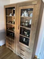 Houten Kast met Glasdeuren - 206cm hoog, Huis en Inrichting, Ophalen, Gebruikt, 50 tot 100 cm, Met lade(s)