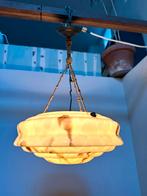 Antieke hanglamp, art deco lamp gemarmerd glas, Ophalen, Gebruikt, -, -