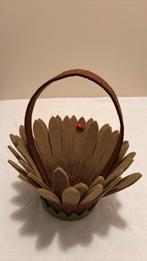 Vilten mandje met lieveheersbeestjes, Ophalen of Verzenden, Zo goed als nieuw, Rond, Riet