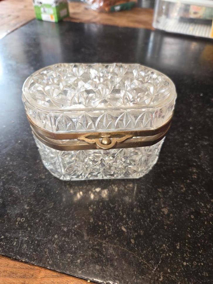 Vintage Kristallen Sieradendoosje, Antiek en Kunst, Antiek | Glas en Kristal, Ophalen of Verzenden