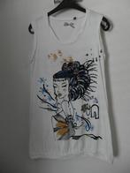Mouwloos wit shirt met opdruk maat XL merk Crea by Creations, Kleding | Dames, Wit, Maat 46/48 (XL) of groter, Zo goed als nieuw