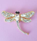 Mooie goudkleurige broche van Libelle Swarovski elementen, Sieraden, Tassen en Uiterlijk, Broches, Met kristal, Overige materialen