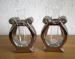 Vintage vaas Reageerbuis houder zilverkleurig 2 stuks € 15,-, Overige kleuren, Ophalen of Verzenden, Minder dan 50 cm, Glas