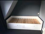 Ikea brimnes bedbank met uitschuifbed, Huis en Inrichting, Ophalen, Eenpersoons, Wit, Zo goed als nieuw