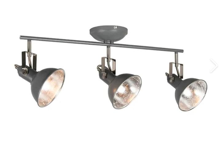 Industriële spot antraciet draai- en kantelbaar 3-lichts, Huis en Inrichting, Lampen | Plafondlampen, Zo goed als nieuw, Metaal