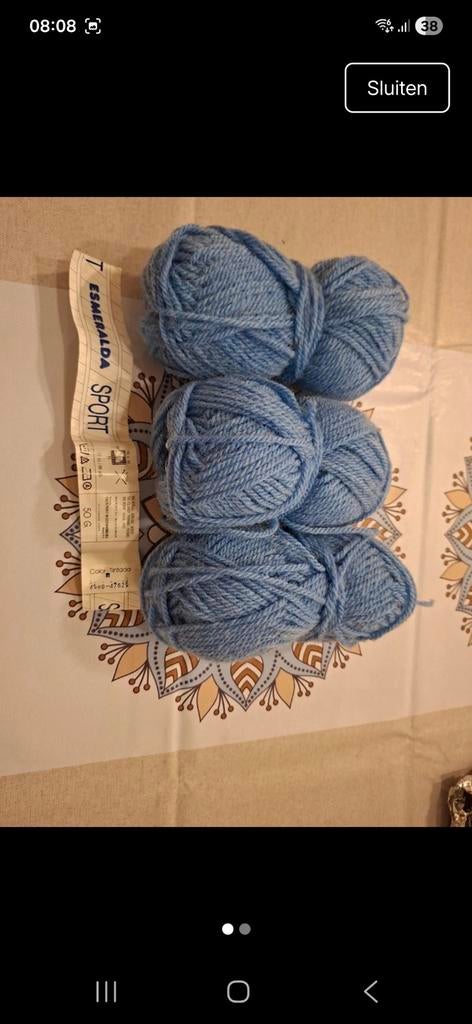 Blauw Esmeralda Sport Wol - 3 Bollen, Hobby en Vrije tijd, Breien en Haken, Ophalen of Verzenden, Zo goed als nieuw, Breien of Haken
