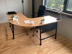 Hoekbureau - Licht Hout & Zwart Metaal, Huis en Inrichting, Ophalen, Gebruikt, Bureau