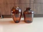 Vintage amberglazen vazen warm bruin retro woondecoratie, Huis en Inrichting, Woonaccessoires | Vazen, Gebruikt, Overige kleuren